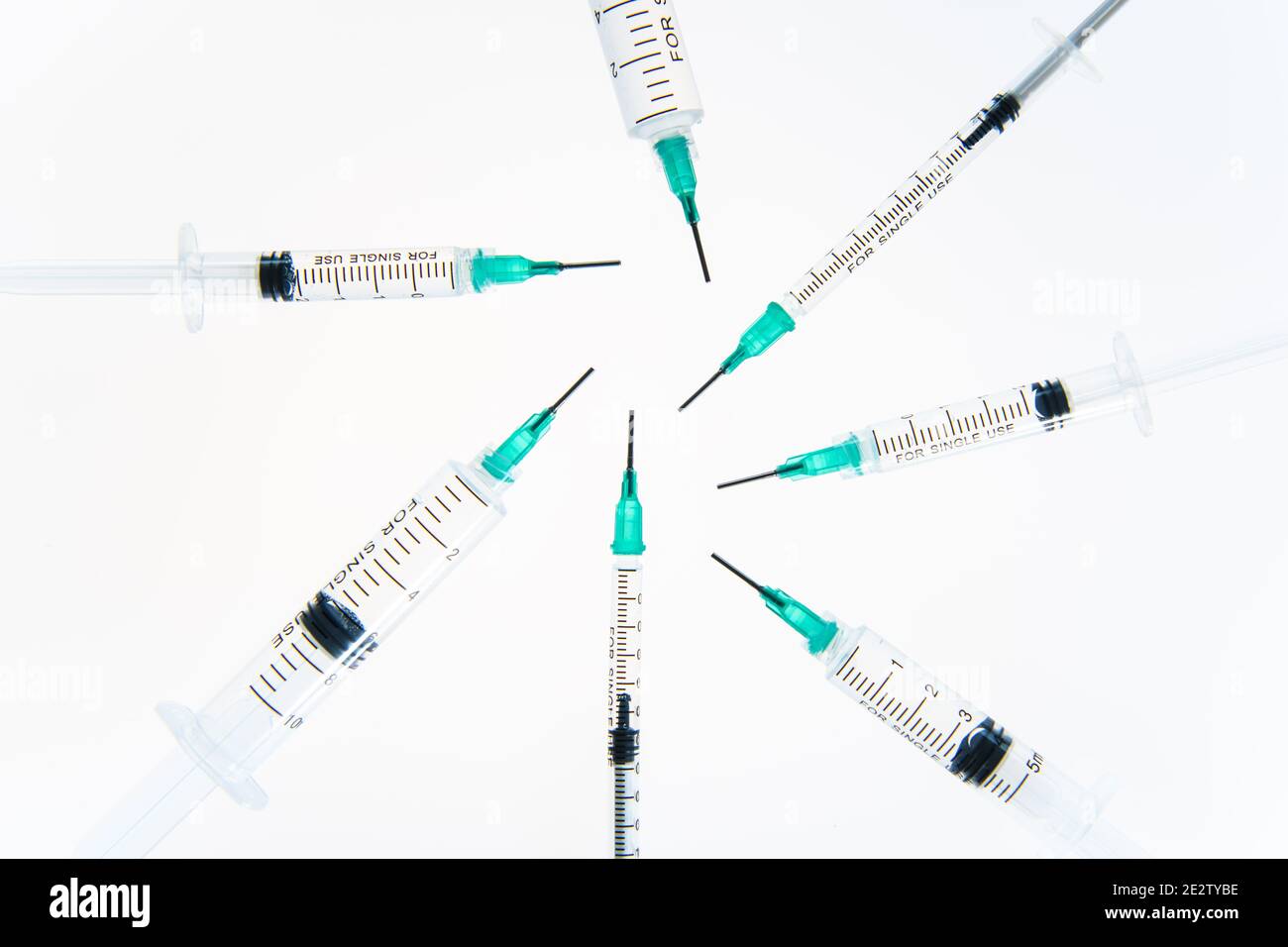 Stock picture of syringes and drug vials, as the UK government continues to ramp up the vaccination programme against Covid-19. Picture date: Friday January 15, 2021. Photo credit should read: Matt Crossick/Empics/Alamy Stock Photo