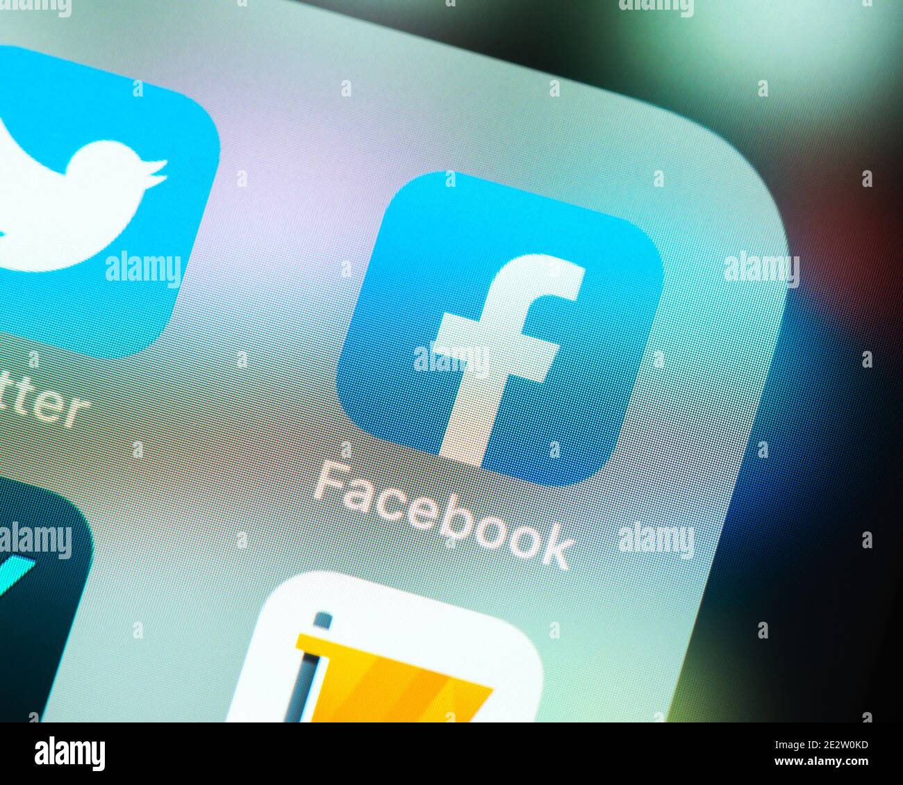 Facebook app icon on Apple iPhone screen Stock Photo