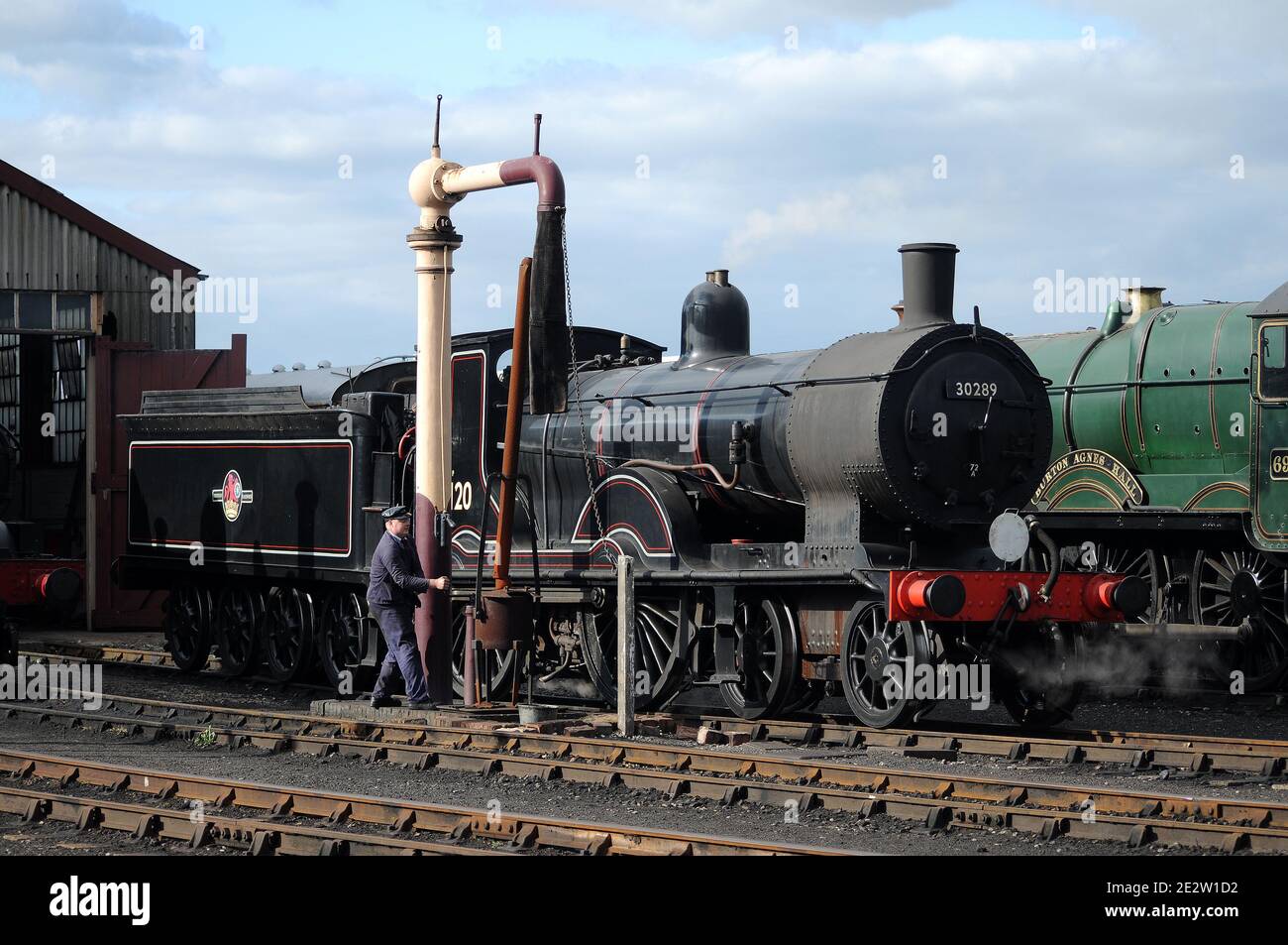 "30120" (in the middle of being re-numbered as "30289") on shed with "Burton Agnes Hall". Stock Photo