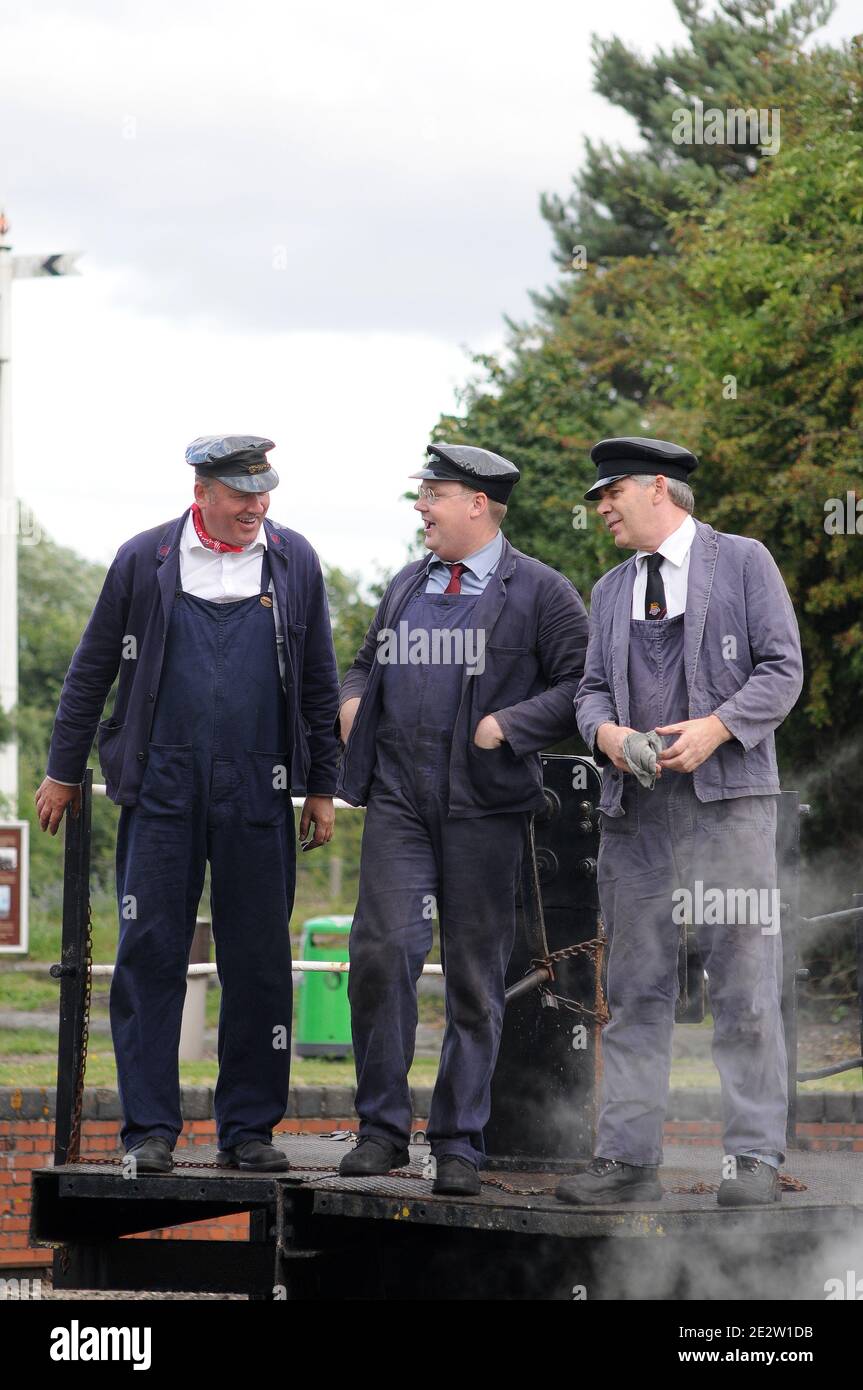 Loco crews at the turntable. '30120' is being turned. Stock Photo