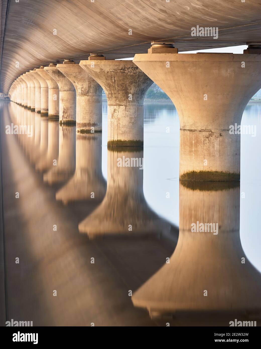 The concrete piers of the Clackmannanshire Bridge, Scotland Stock Photo