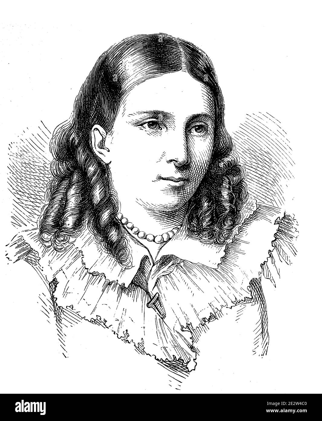 Bettina von Arnim, née Elisabeth Catharina Ludovica Magdalena Brentano, 4 April 1785 - 20 January 1859, a German writer and important representative of German Romanticism  /  Bettina von Arnim, geborene Elisabeth Catharina Ludovica Magdalena Brentano, 4. April 1785 - 20. Januar 1859, eine deutsche Schriftstellerin und bedeutende Vertreterin der deutschen Romantik, Historisch, historical, digital improved reproduction of an original from the 19th century / digitale Reproduktion einer Originalvorlage aus dem 19. Jahrhundert, Stock Photo