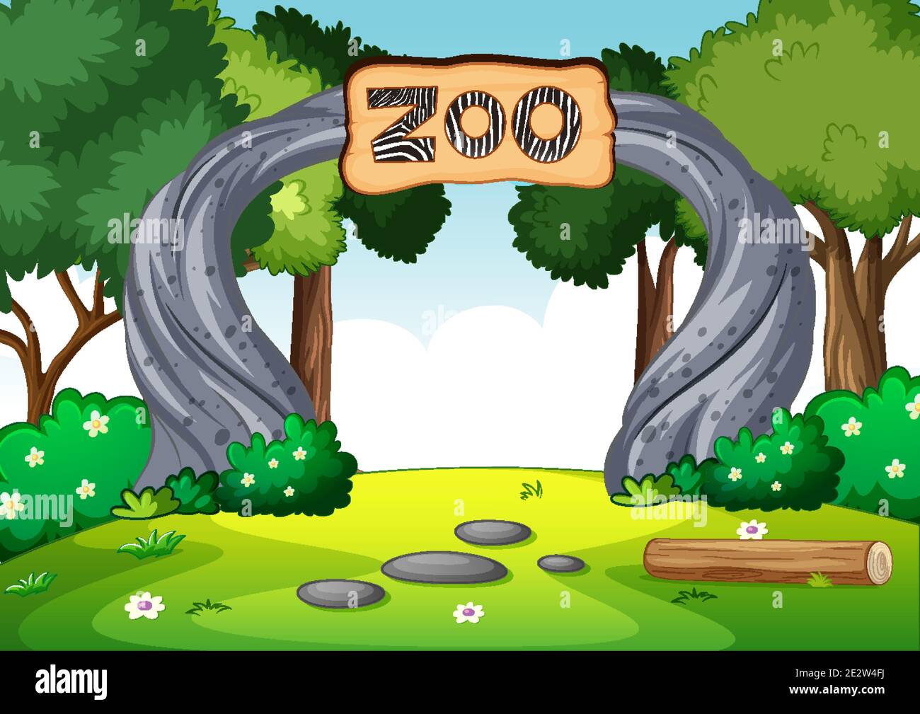 Empty zoo in nature scene illustration Stock Vector Image & Art - Alamy