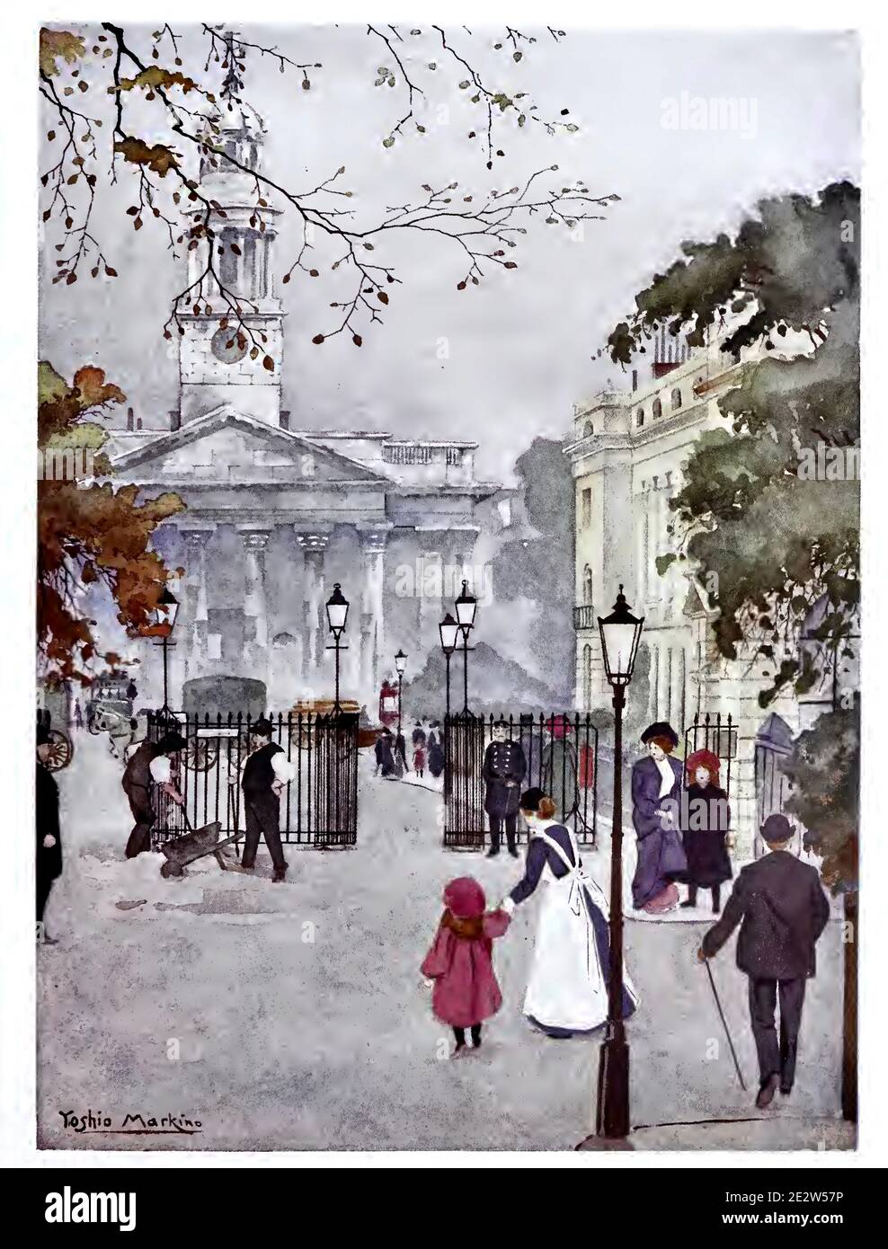 Historic artwork entitled London seen with Japanese eyes by Yoshio Markino 1903 Stock Photo