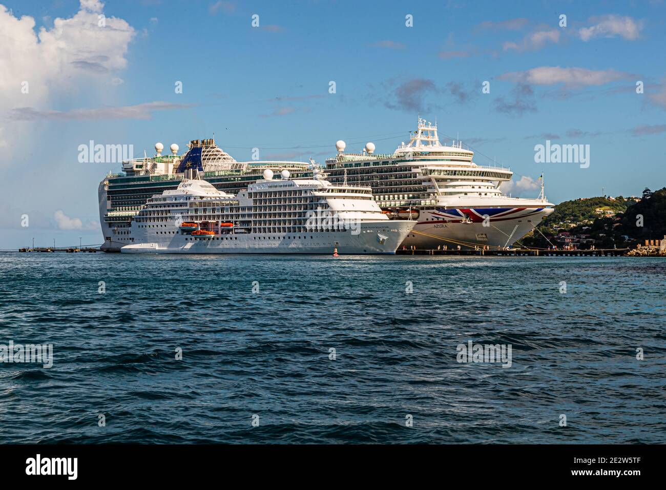 Cruise Ships Are Anchored At St Georges Grenada Stock Photo Alamy