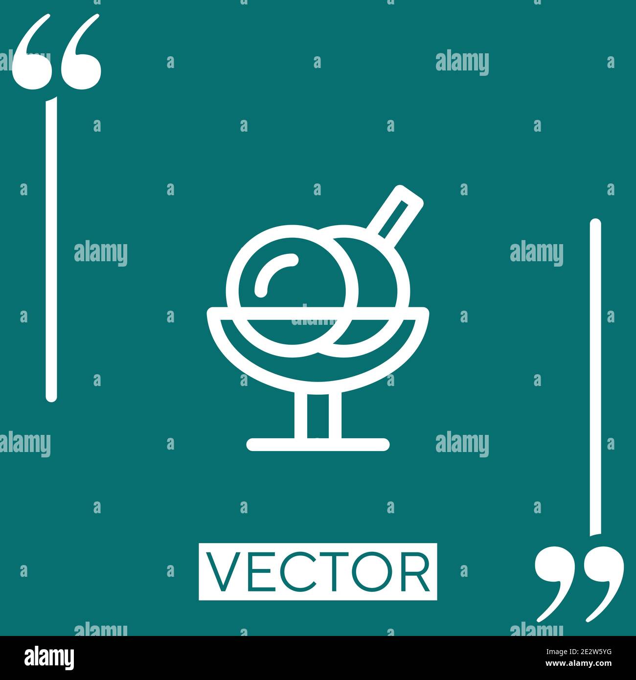 ice cream balls on cup Linear icon. Editable stroke line Stock Vector ...