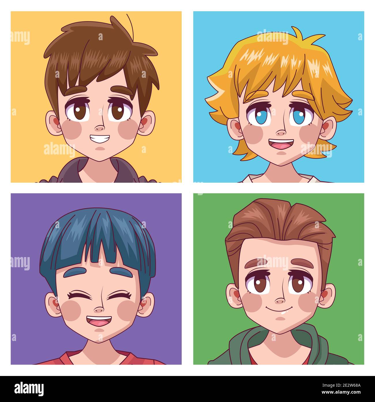 Anime Boy Cartoon Character. Vector illustration Stock Vector Image & Art -  Alamy