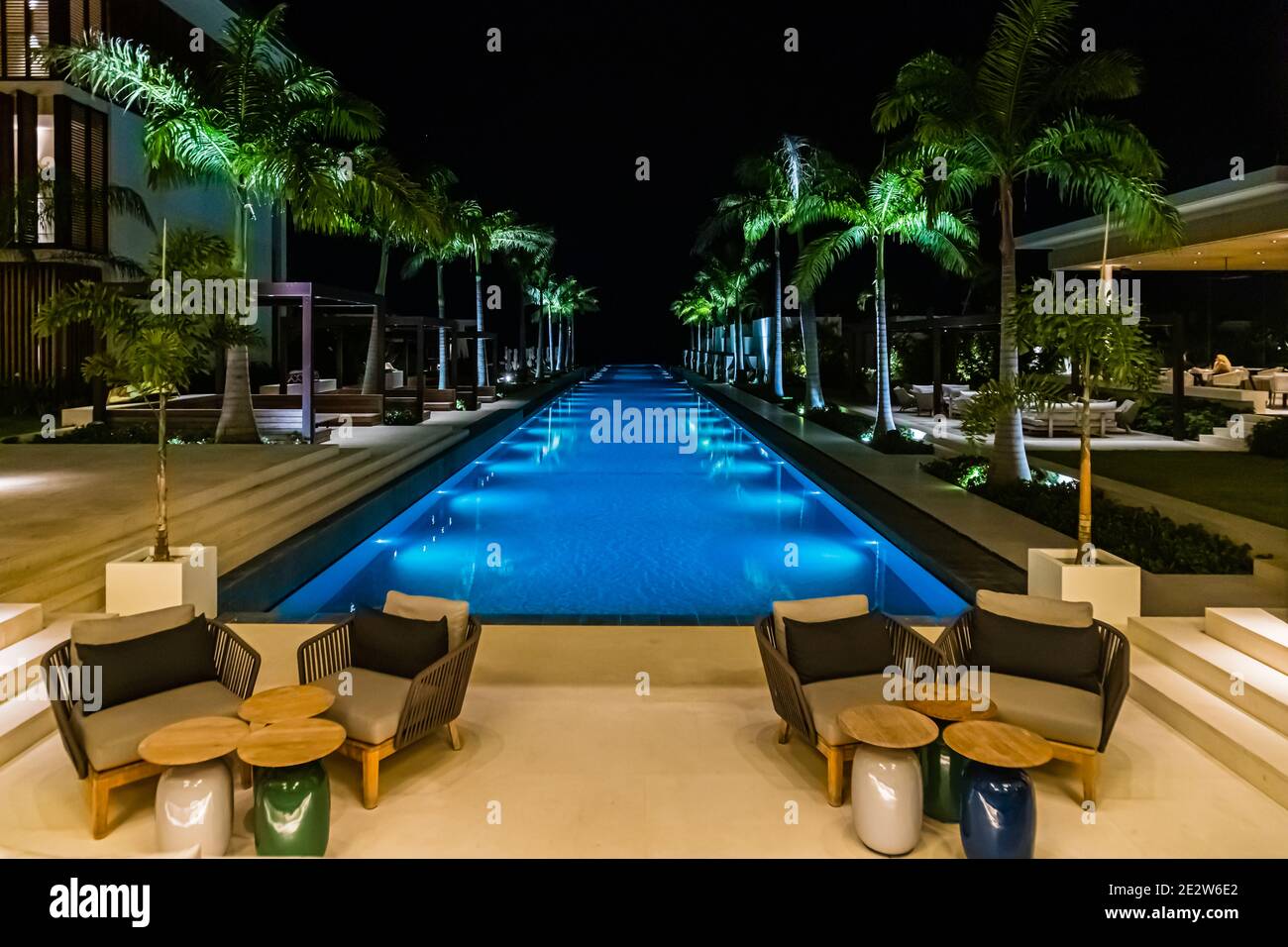 Infinity Pool of the Silversands Hotel on The Lime, Grenada by night