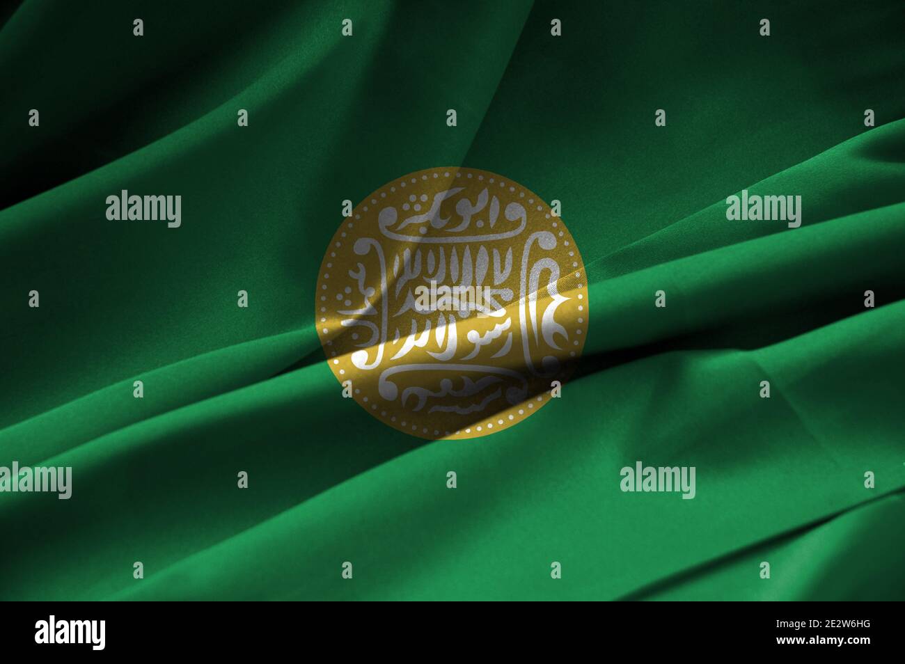 Waving flag of Rohingya, Arakan State, Myanmar Burma, Closeup background Stock Photo
