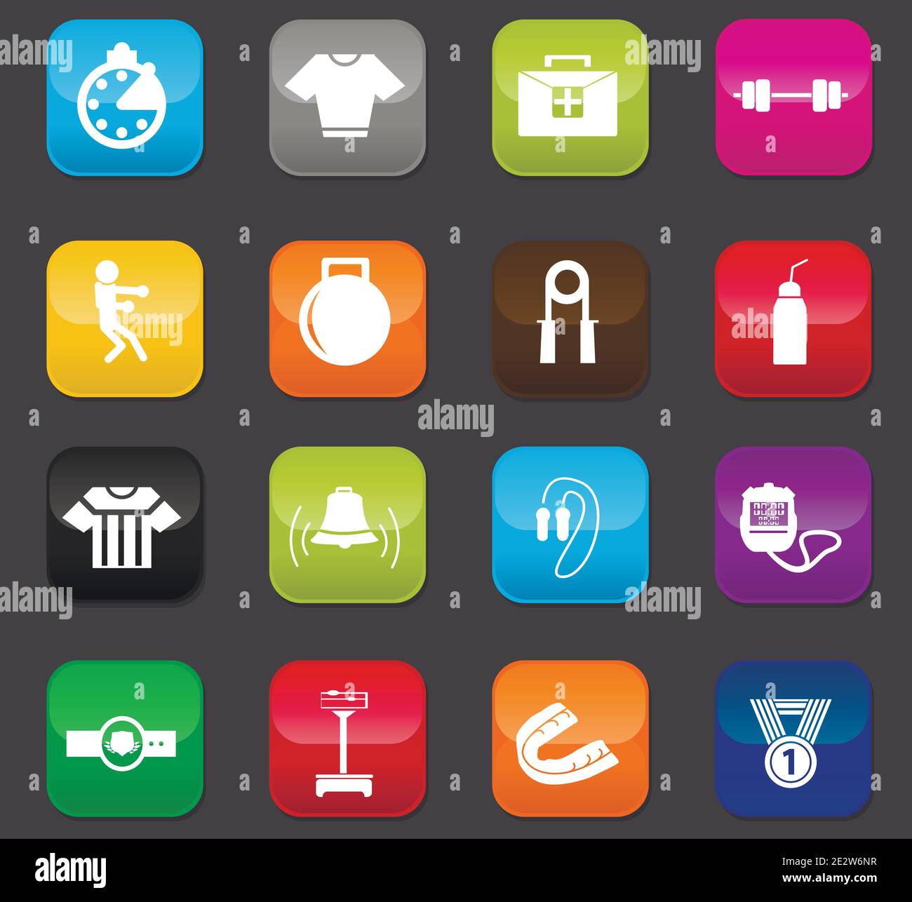 Boxing symbol for web icons. Colored buttons on a dark background Stock ...