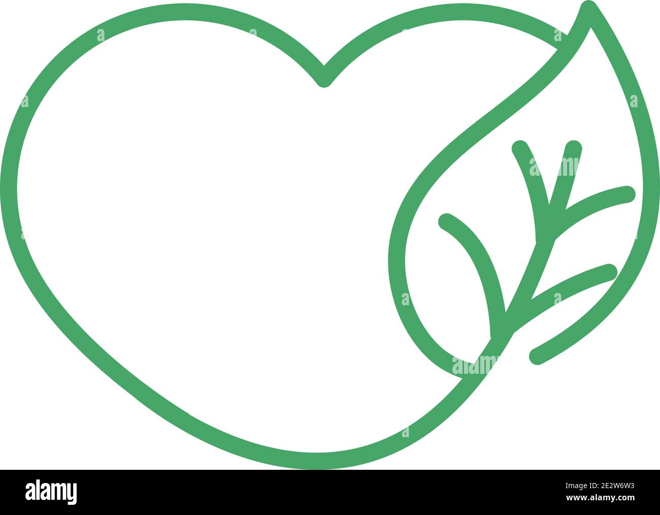 organic natural, healthy heart leaf green line style vector ...