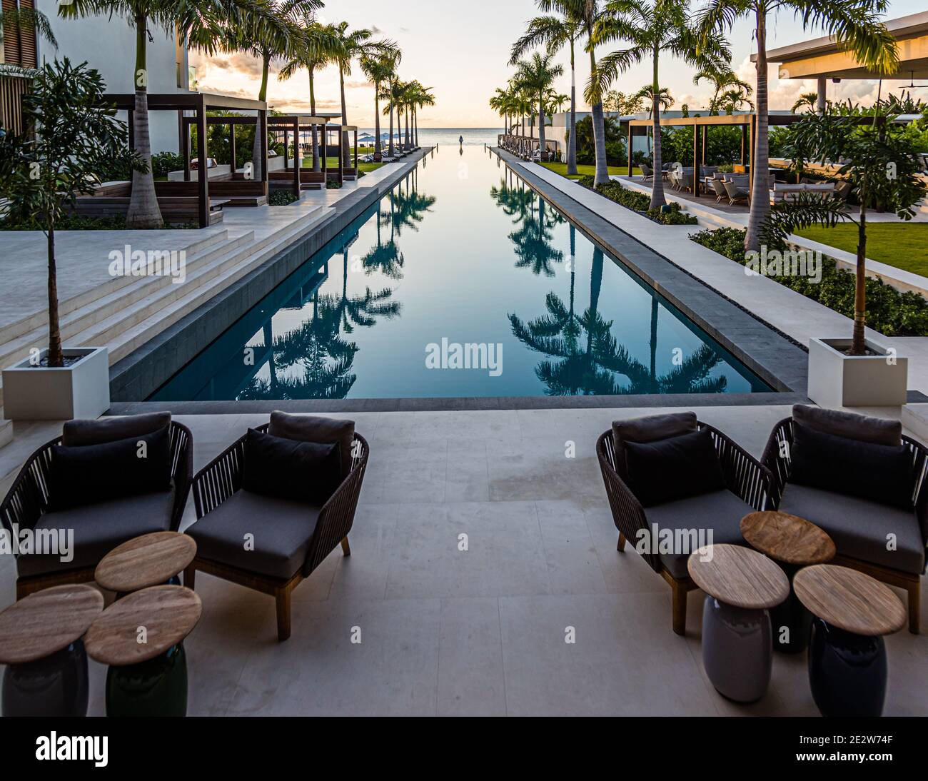 Infinity Pool of the Silversands Hotel on The Lime, Grenada by night