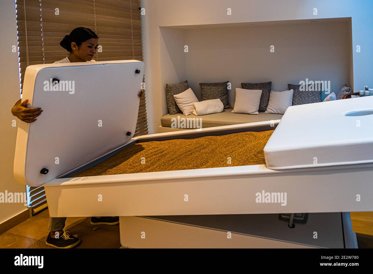 Modern massage table in the Silversands Hotel in Grand Anse, Grenada