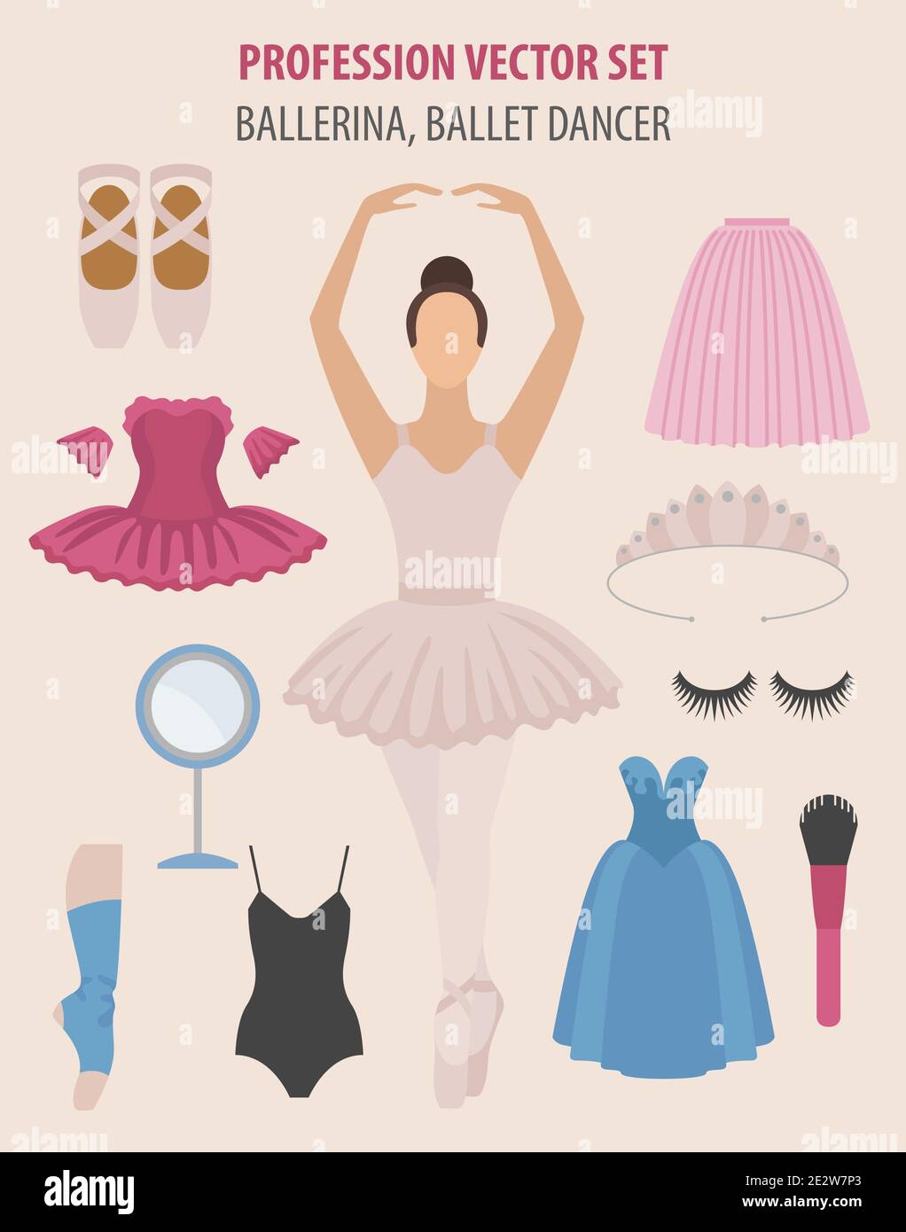 Profession and occupation set. Ballerina equipment flat design icon.  Different suits of ballet dancer. Vector illustration Stock Vector Image &  Art - Alamy