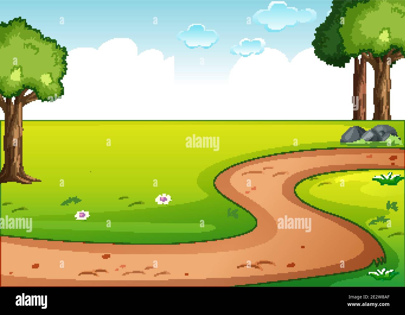 Park background scene with many trees illustration Stock Vector Image ...