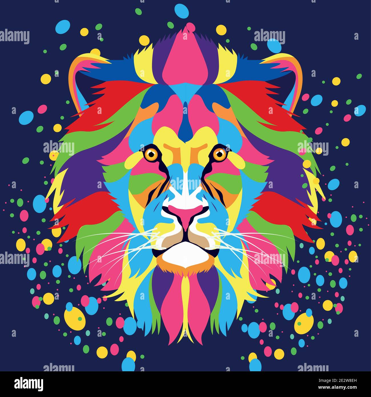lion wild life technicolor in blue color background vector illustration  design Stock Vector Image & Art - Alamy