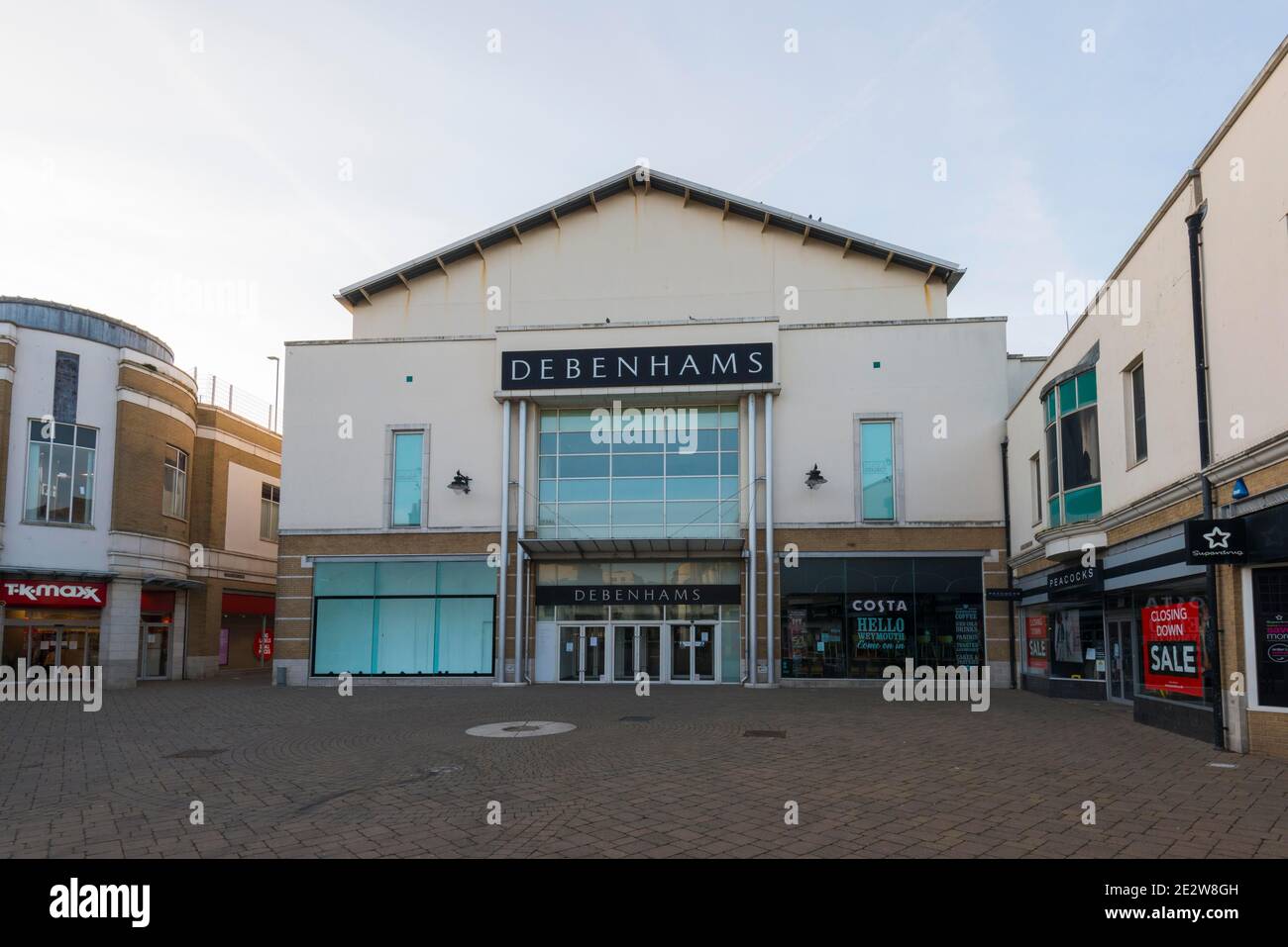 Weymouth, Dorset, UK.  15th January 2021.  General view of the Debenhams department store at Weymouth in Dorset which will not be re-opening when lockdown ends.  Picture Credit: Graham Hunt/Alamy Live News Stock Photo