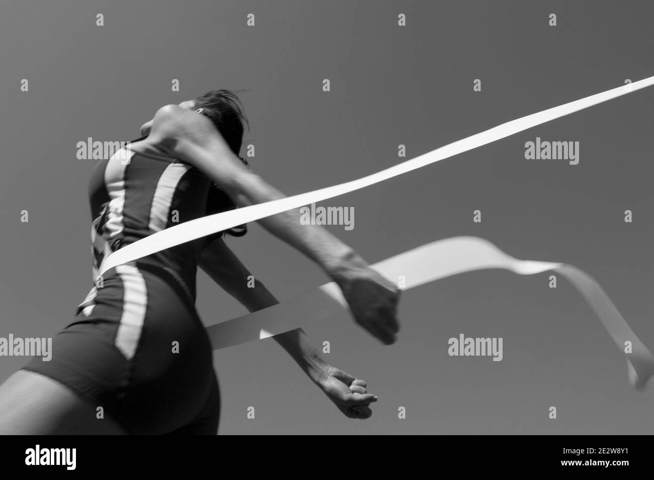 Sprinter crossing finish line Black and White Stock Photos & Images Alamy