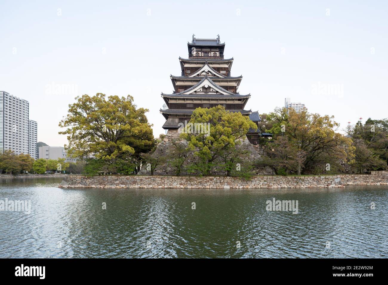 Hiroshima, Japan, viewed across the water in the late afternoon/evening
