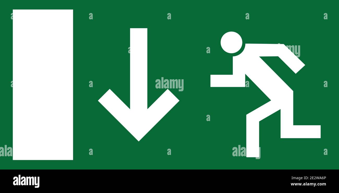 Emergency exit route green sign symbol vector Stock Vector Image & Art ...