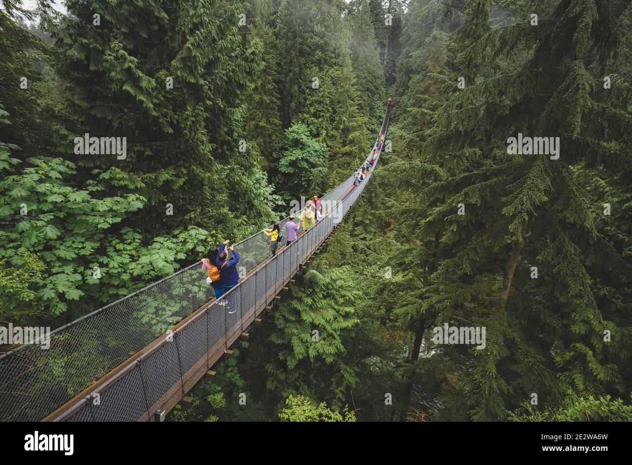 Vancouver, Canada - June 2 2017: Tourists enjoy a visit to the Capilano Suspension Bridge Park in North Vancouver, B.C. Canada Stock Photo