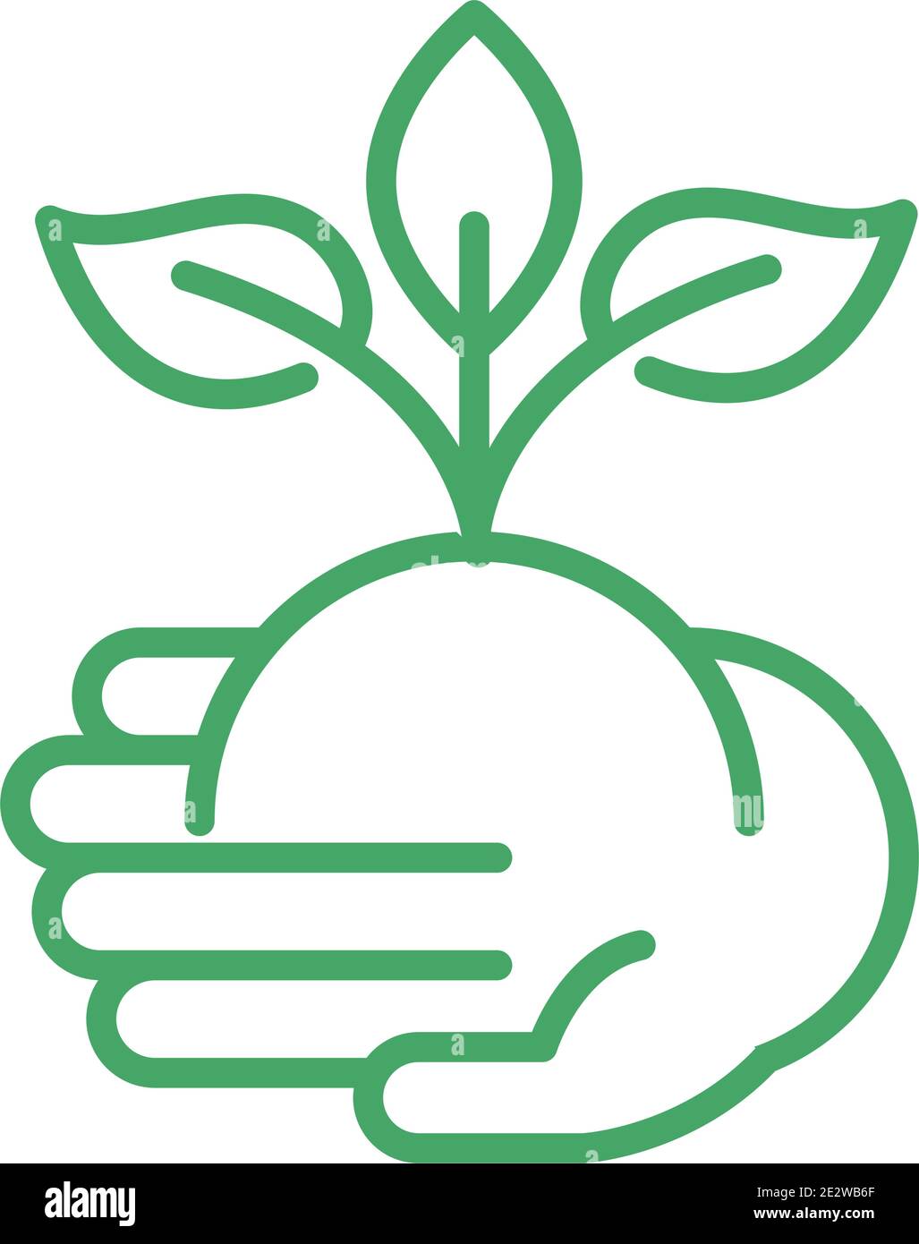 organic natural, hand with plant growing green line style vector ...