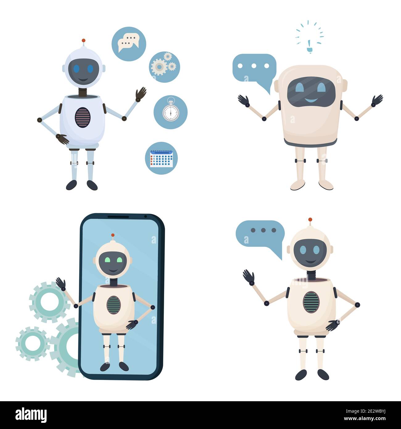 Chat bot icon with artificial intelligence. Illustration of a cute