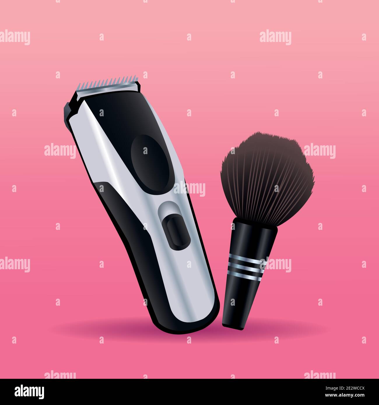 razor electric machine and brush hairdressing tools equipment icons vector illustration design