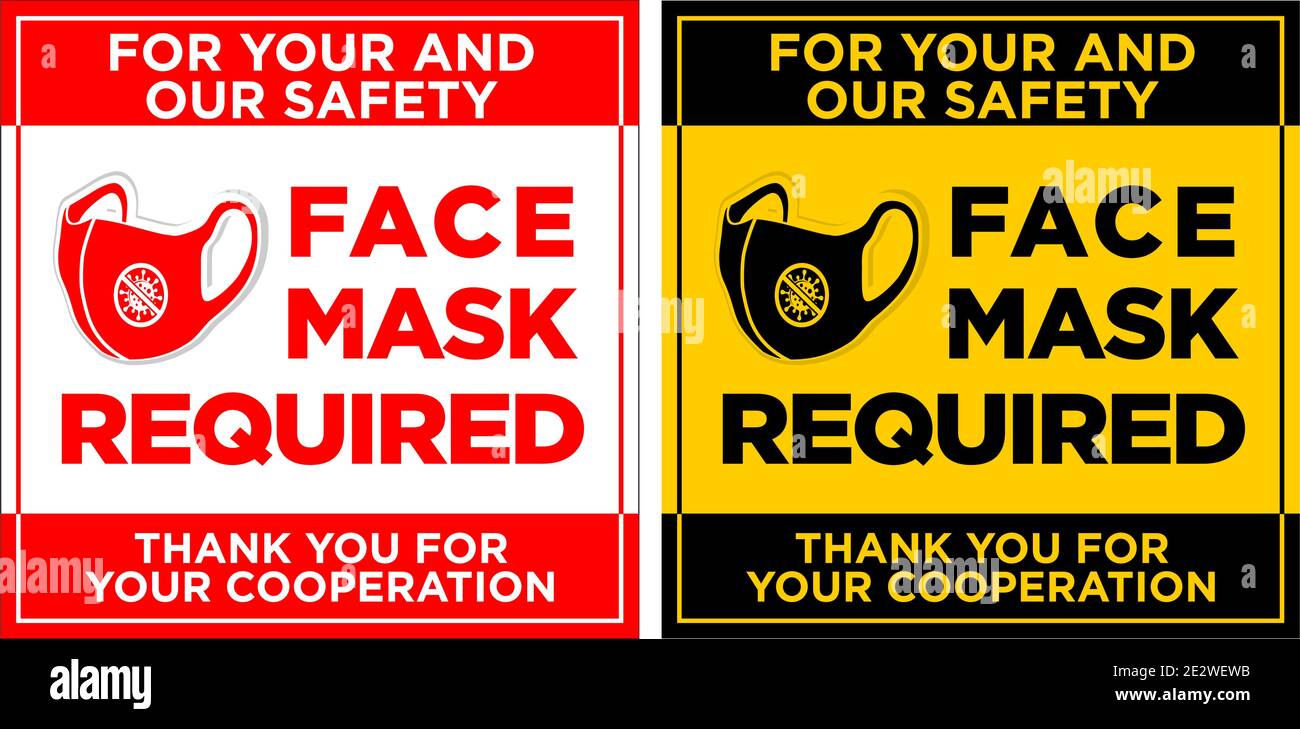 Face mask required sign. Warning prevention signage for restaurant ...