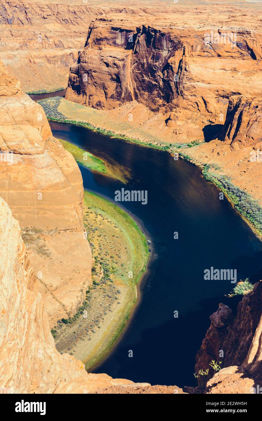 Horseshoe Bend on Colorado River in Glen Canyon, Arizona, USA Stock