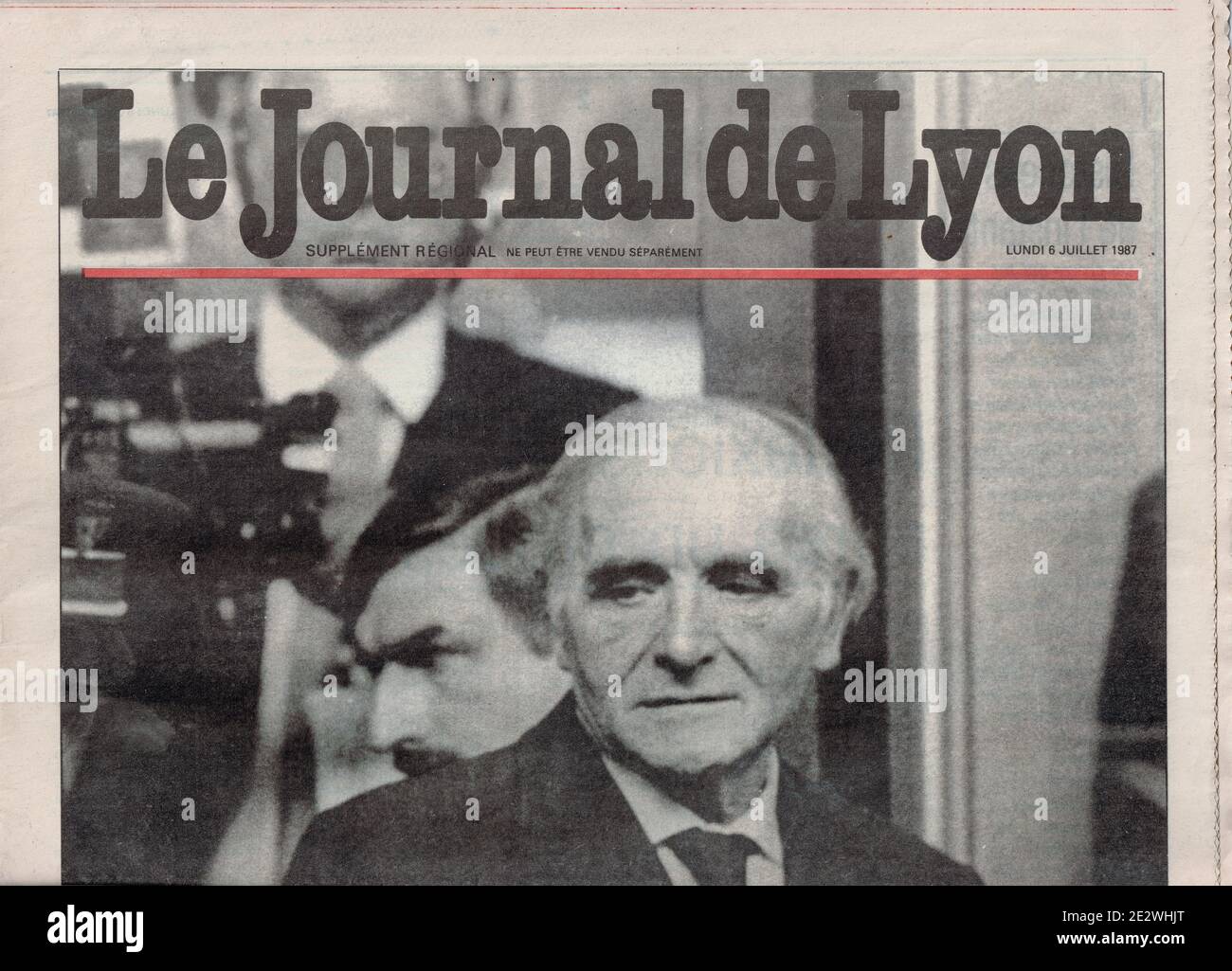 Klaus Barbie Trial, Front page of Le Journal de Lyon, Lyon, France Stock Photo