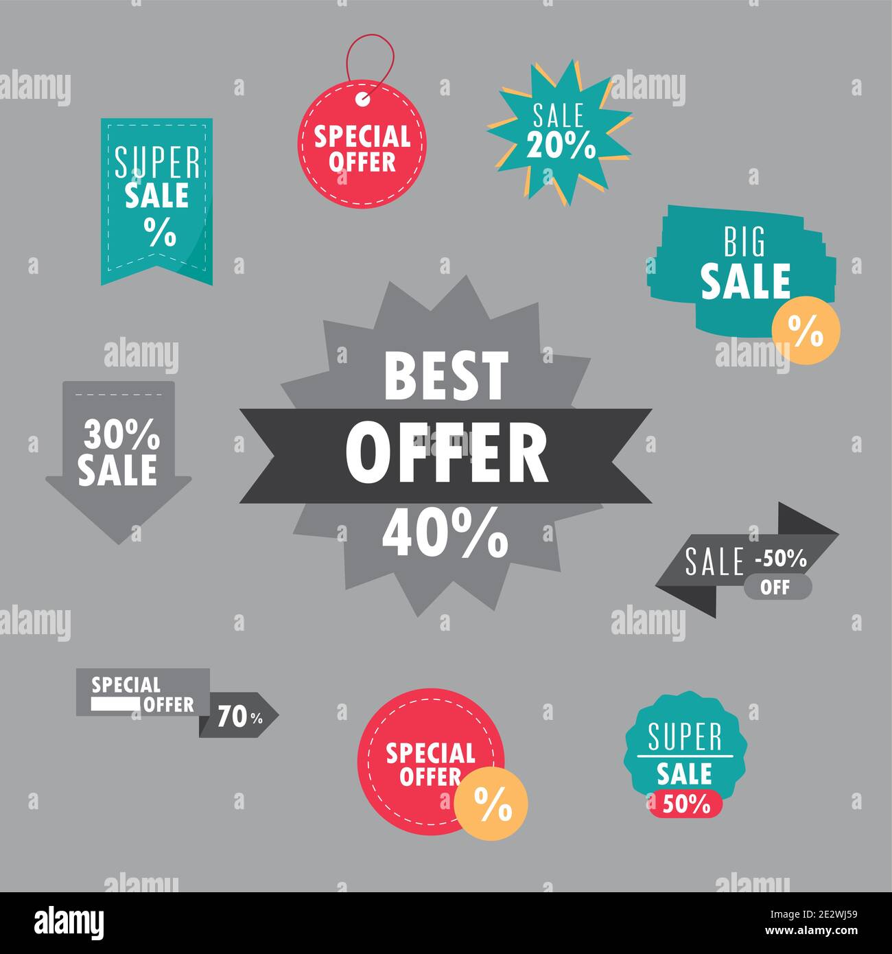 Special Sale Offer Discount Badges And Stickers Icons Set Vector