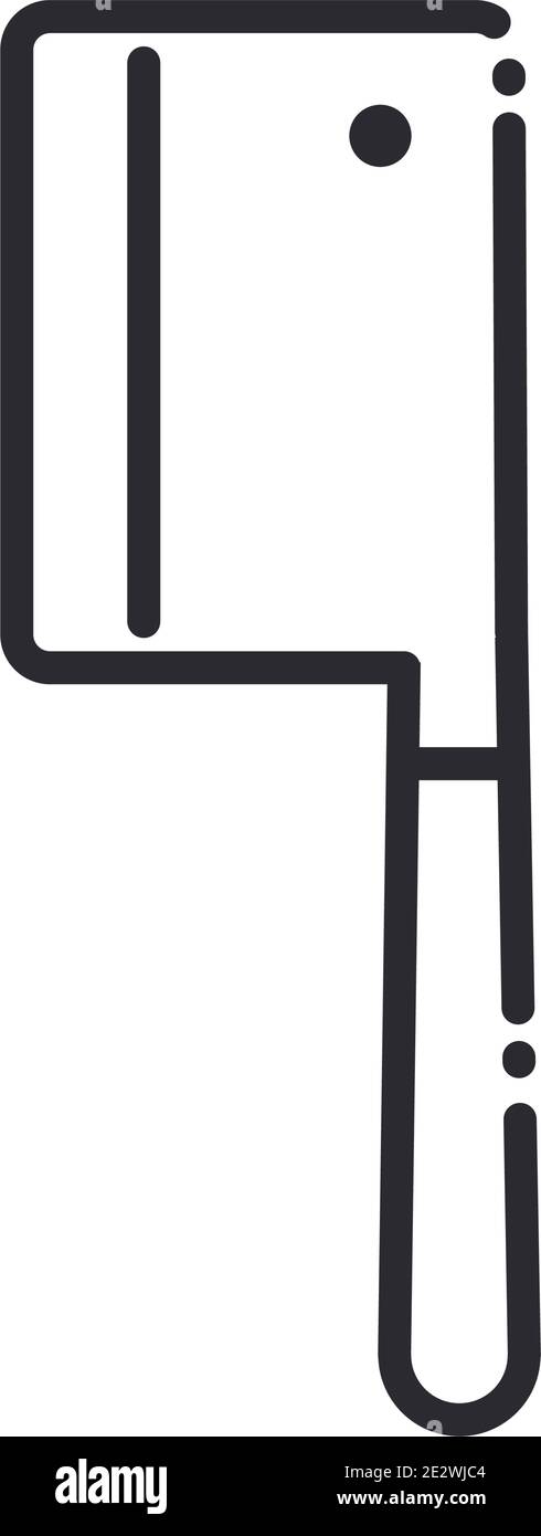 chef, cleaver knife kitchen utensil line style icon vector illustration ...