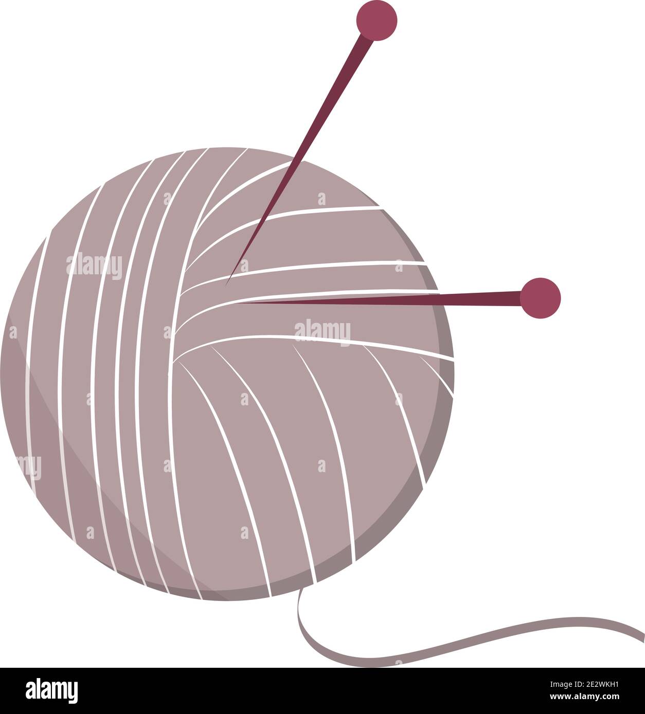 knitting wool and needles cartoon hygge style vector illustration Stock