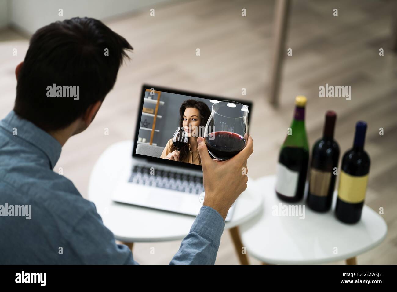 Virtual Wine Tasting Event Party On Laptop Stock Photo Alamy