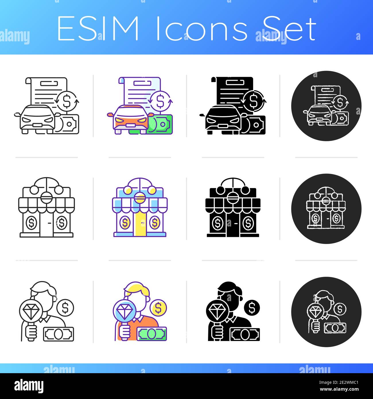 Loan office icons set Stock Vector