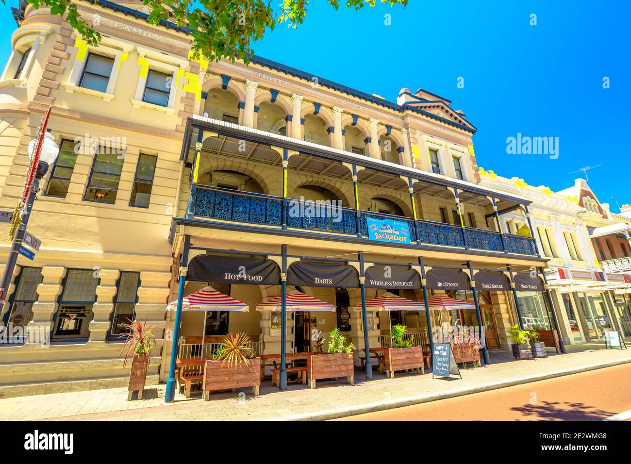 Fremantle, Western Australia - Jan 2, 2018: Fremantle West End Heritage area, the port of Perth is an area popular for colonial and historical Stock Photo