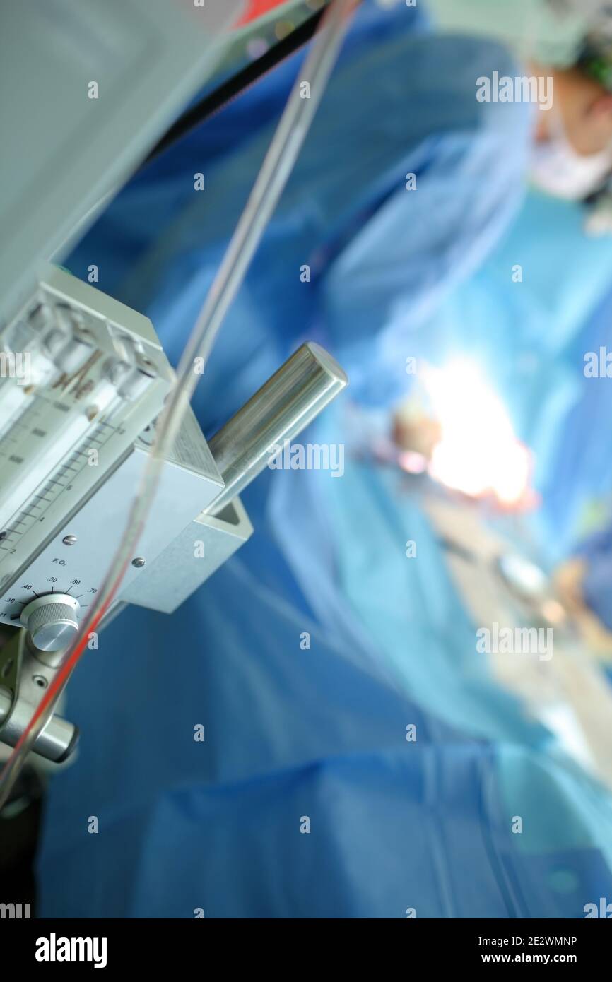Gas equipment on the background of doctor's figure. Stock Photo