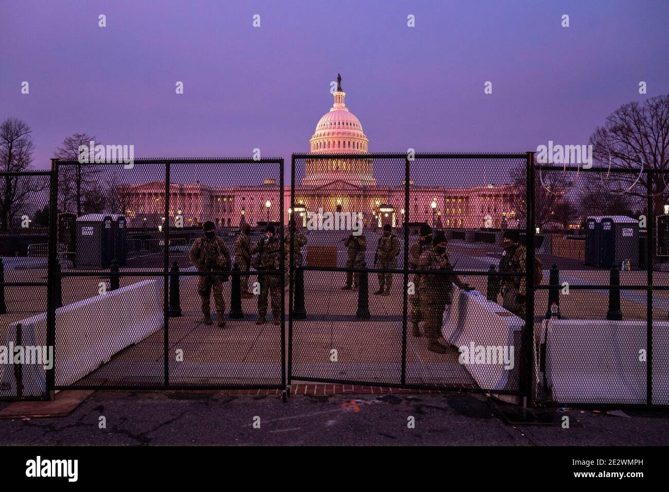 Washington, United States. 15th Jan, 2021. Members of the National Guard are assigned duty at the U.S. Capitol for protection ahead of the inauguration for President Joe Biden at the U.S. Capitol in Washington, DC on Friday, January 15, 2021. Photo by Ken Cedeno/UPI Credit: UPI/Alamy Live News Stock Photo