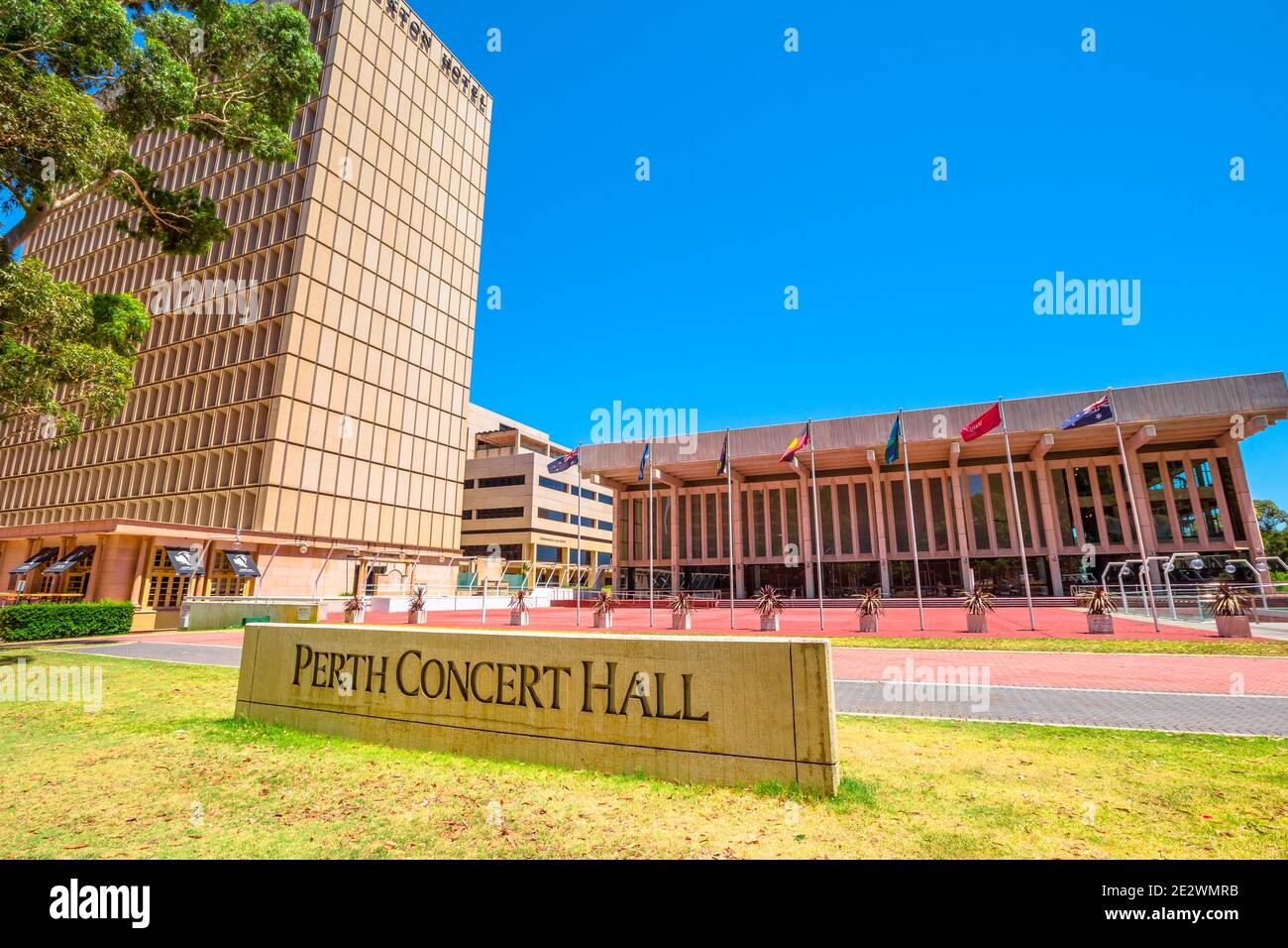 Perth, Western Australia - Jan 3, 2018: Perth Concert Hall, main venue of West Australian Symphony Orchestra. The building is located in Perth's Stock Photo