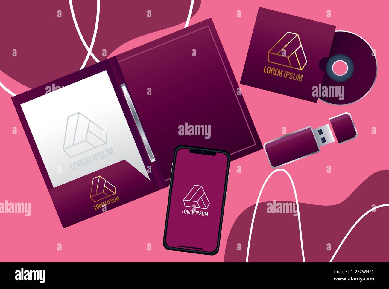 notebook with set elements mockup branding vector illustration design Stock Vector