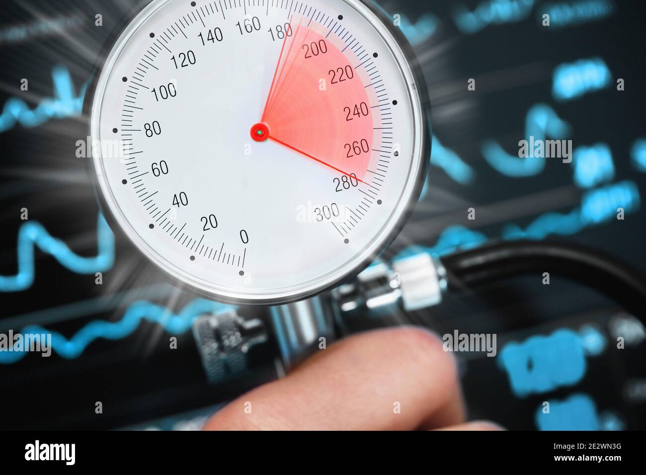 High blood pressure threatens health. Stock Photo