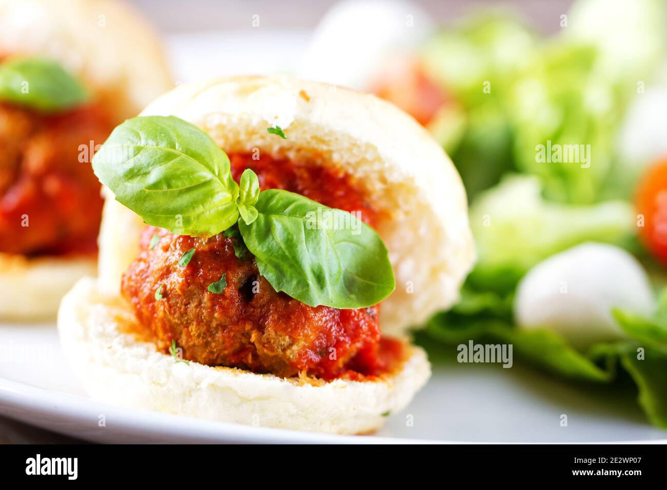 Homemade Spicy Meatball Sandwich with Marinara Sauce Stock Photo Alamy