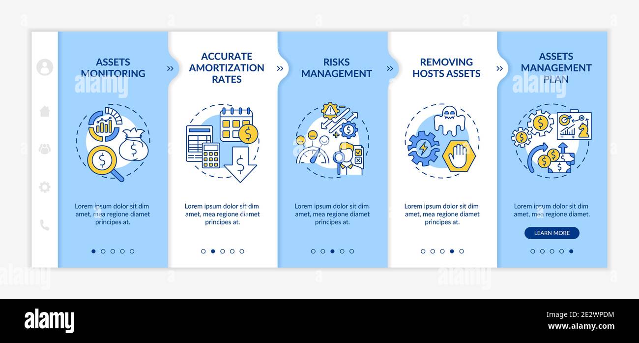 Investment management benefits onboarding vector template Stock Vector