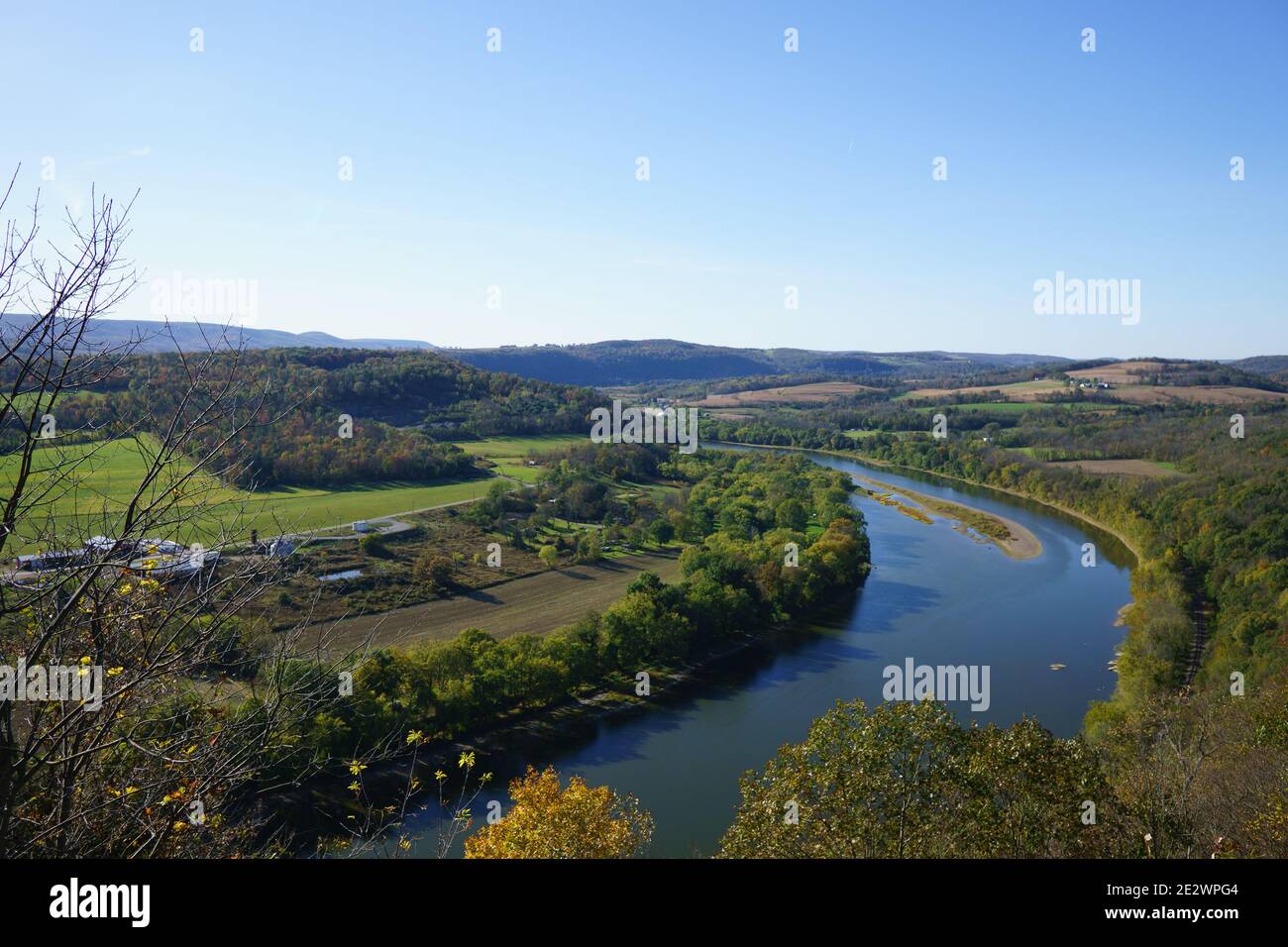Susquehanna River Wyalusing overlook,  Wyalusing, Tunkhannock, Bradford County, Pennsylvania, US Highway 6 Pennsylvania Stock Photo