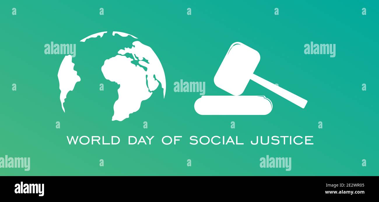 World Day of Social Justice vector. Silhouette of a hand with a laurel. Hands with Earth. Important day - Vector Stock Vector