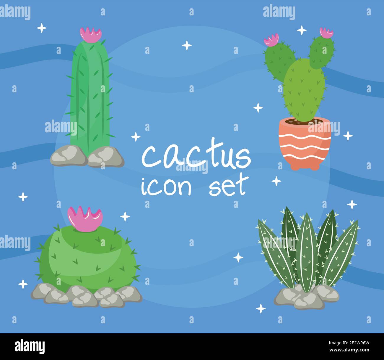 Four cactus Stock Vector Images - Alamy