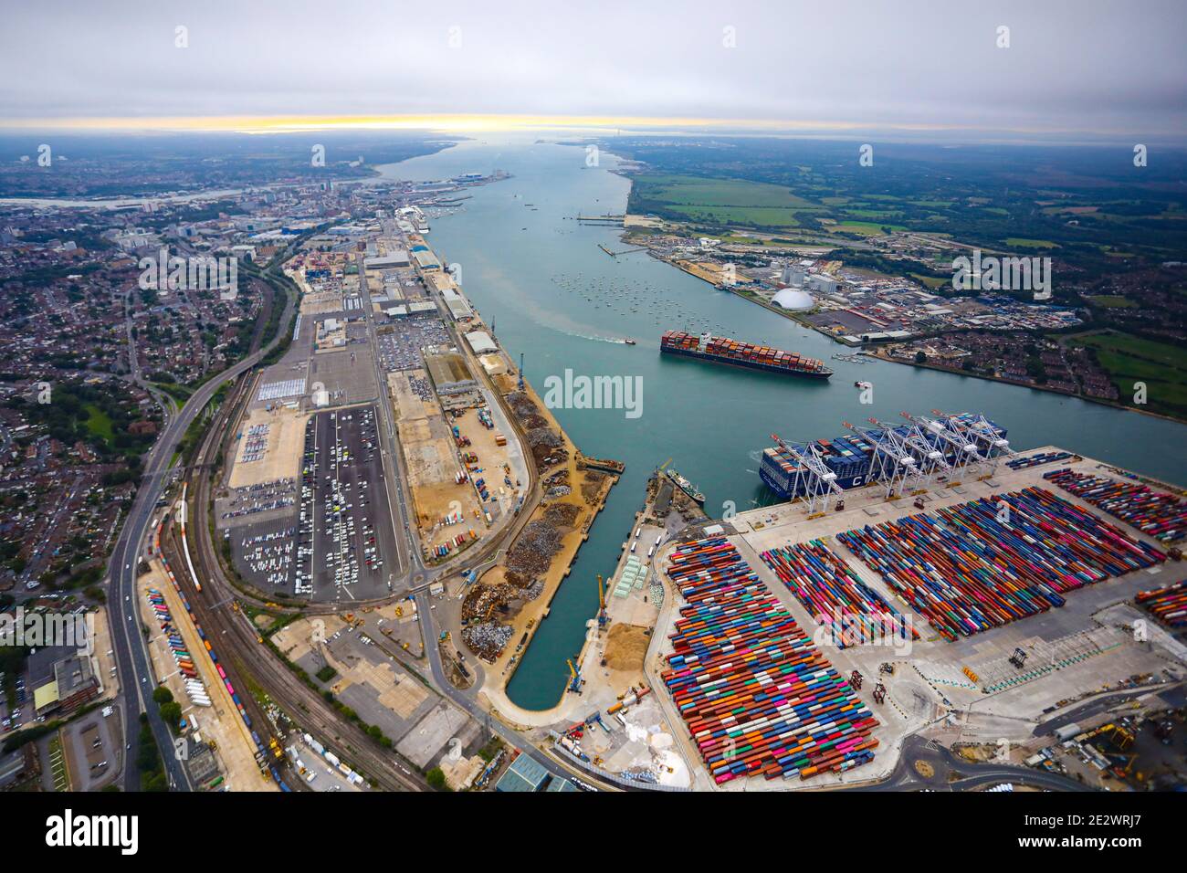 Southampton Docks UK’s second largest container terminal Stock Photo