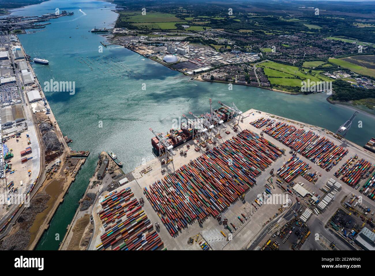 Southampton Docks UK’s second largest container terminal Stock Photo