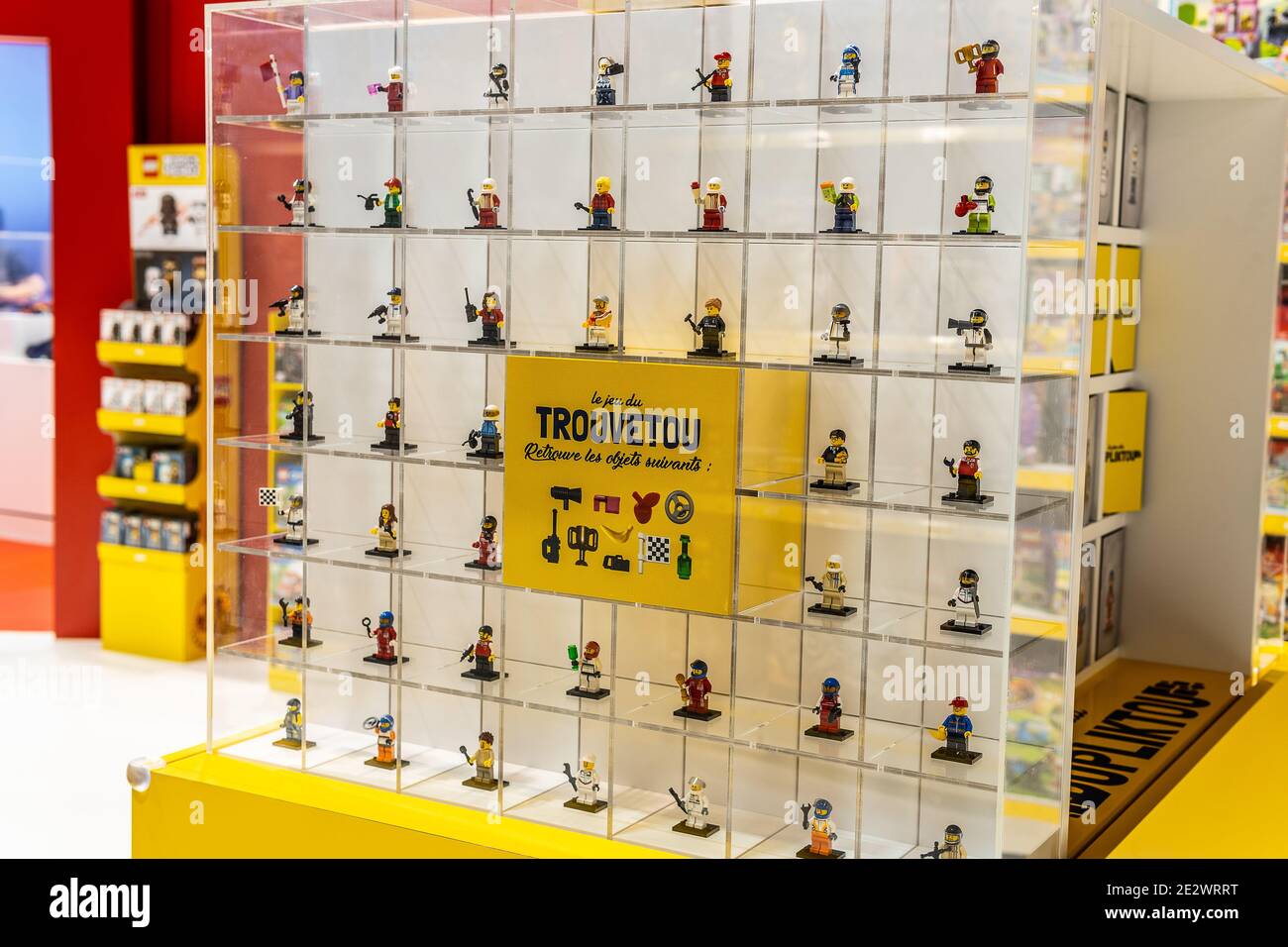 Lego box on the shop display for sale, Lego Star Wars, Speed, Super Heroes,  City, Juniors, Classic, Duplo, Creator, Technic, Friends, Ninjago, Elves  Stock Photo - Alamy